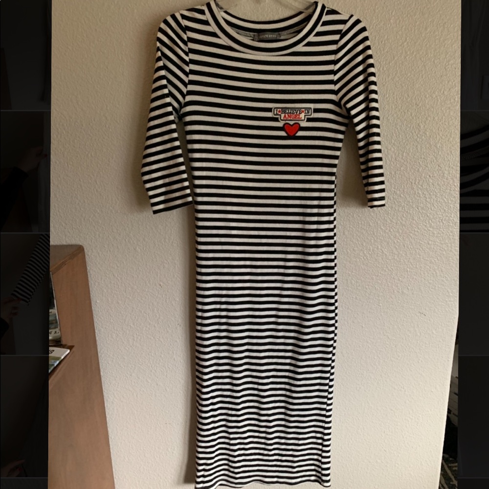 Long body con striped dress